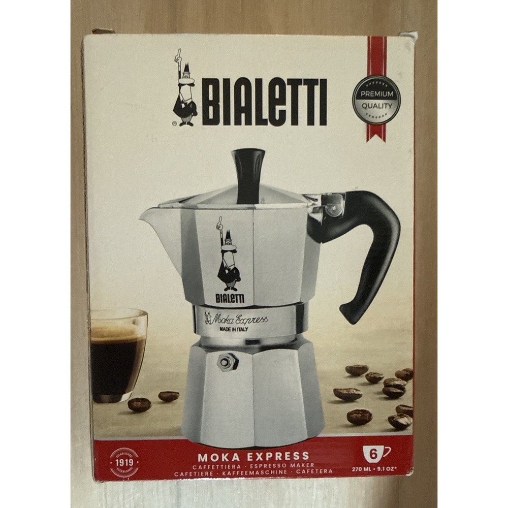Bialetti Moka Express 6-Cup Stovetop Coffee Espresso Maker 275-06 -Made In Italy